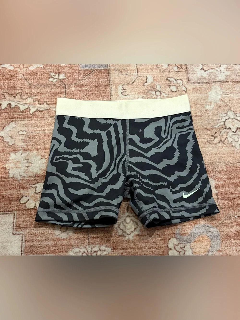 Nike Black and Gray Zebra Print Kids Athletic Shorts